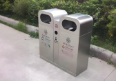 定制戶外方形兩分類不銹鋼垃圾箱城市文明的精致注腳