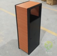 方形室內塑木冷軋鋼板果皮箱