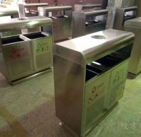 戶外方形不銹鋼環(huán)保分類垃圾桶