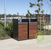 戶外高品質防腐木鋼木垃圾桶