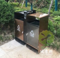 戶外小區電鍍不銹鋼連體垃圾桶