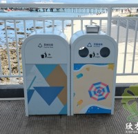 海南景區海邊烤漆不銹鋼分類垃圾桶