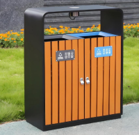戶外園林鋼木分類垃圾桶融合功能美學與環(huán)保使命的公共設施