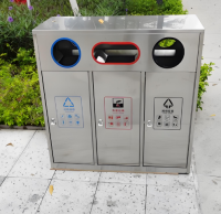 商業步行街的三分類不銹鋼垃圾桶定制您的城市名片